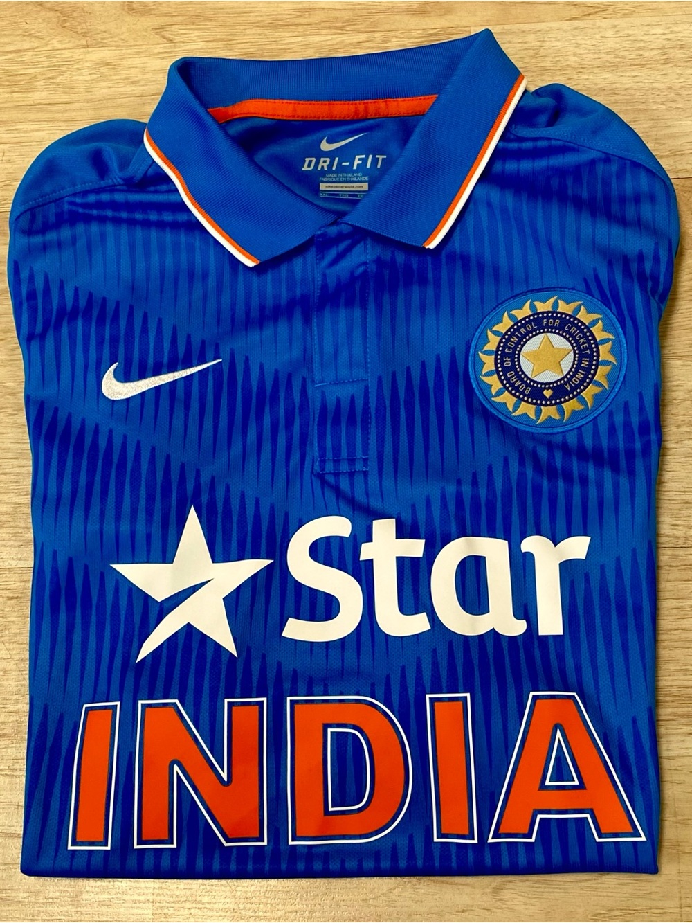 Nike India Cricket Team Jersey Mens 2XL Blue 2015 DriFIT Short Sleeve Polo Shirt